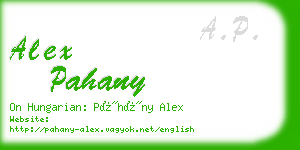 alex pahany business card